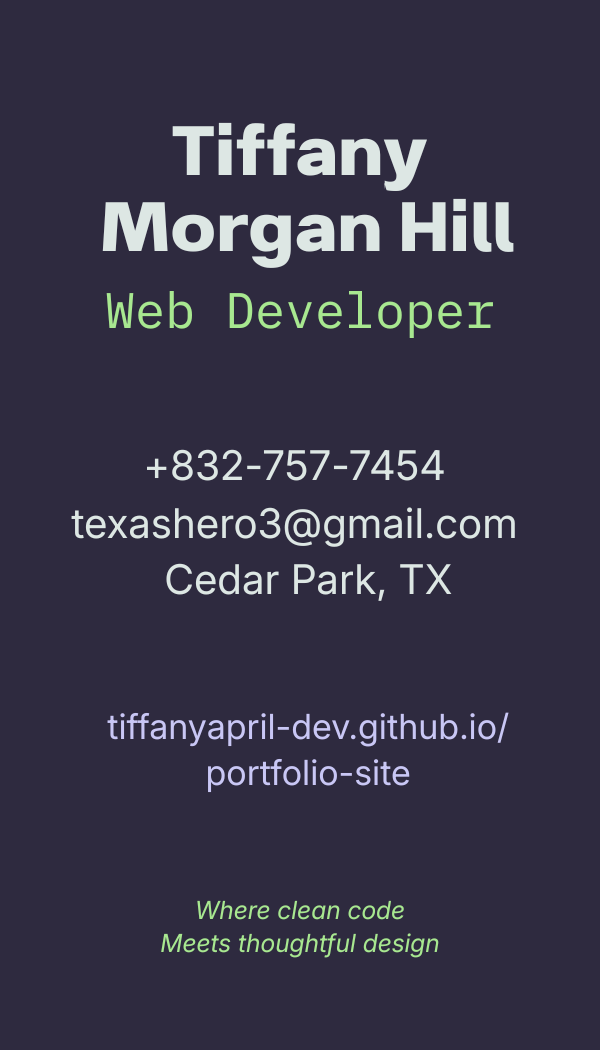 Business card back — contact details