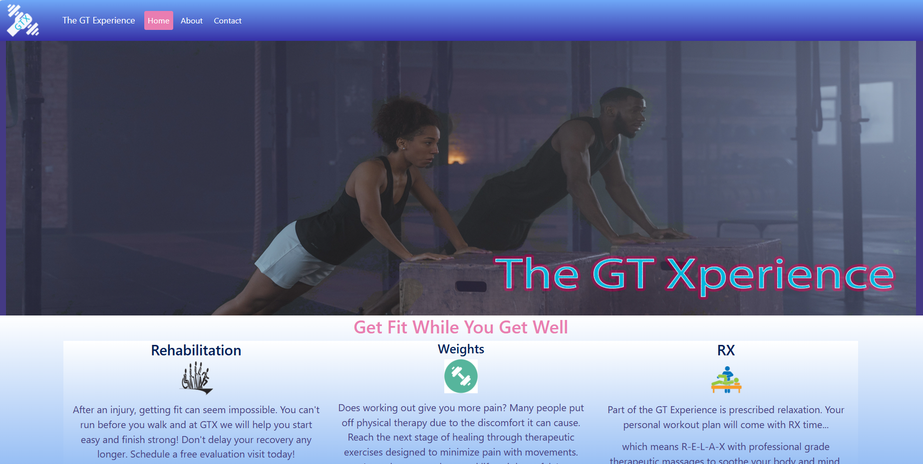 GTX Gym Therapy Experience website preview