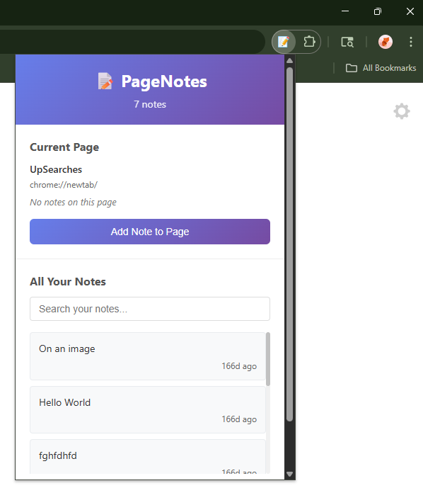 PageNotes extension shown active on a webpage