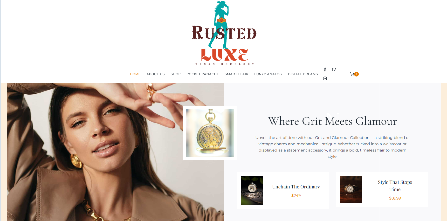 Rusted Luxe Texas Horology website preview